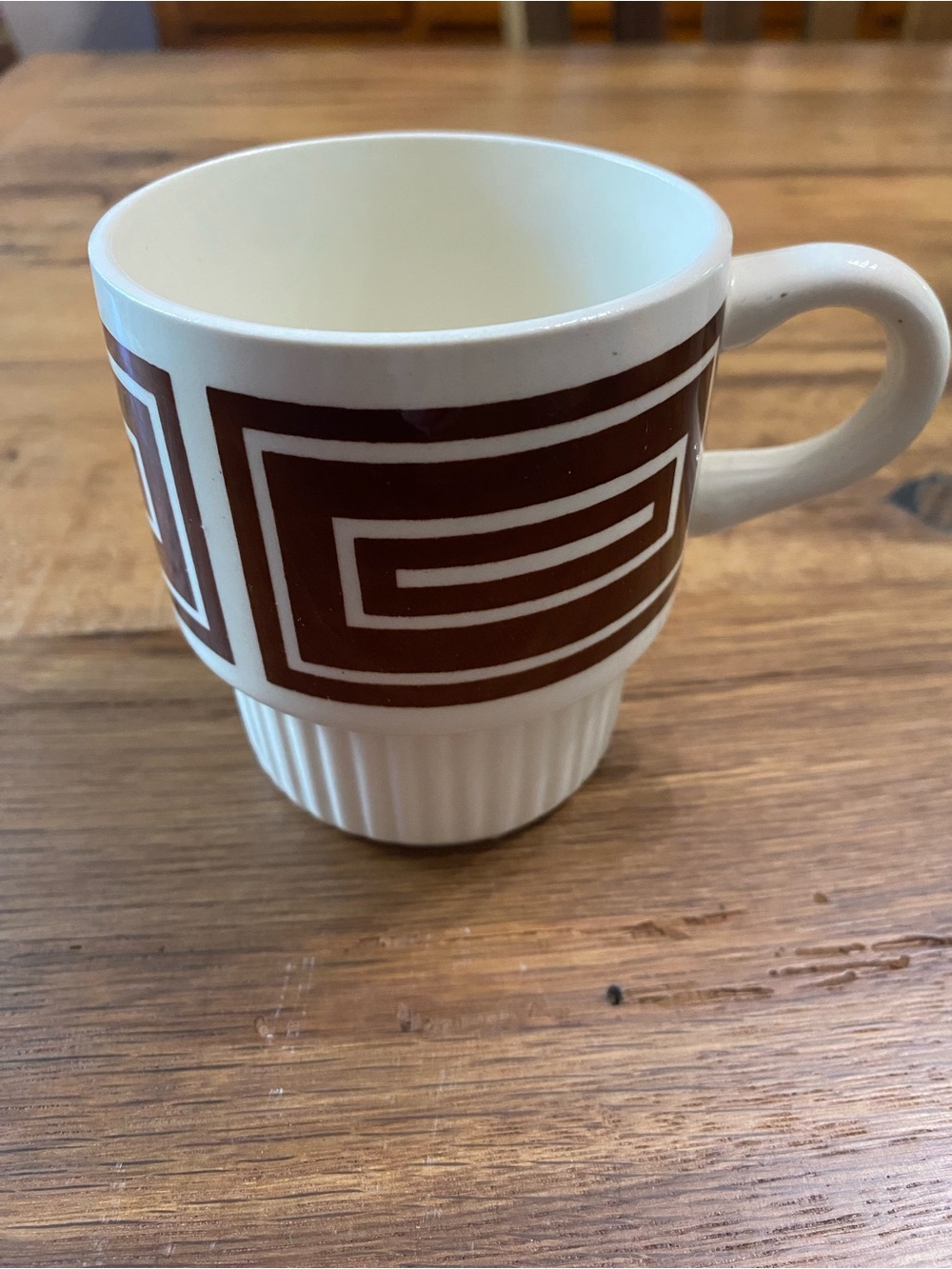 Vintage McCoy USA Brown And White Stackable Coffee Mugs Mid Century Modern - Picture 7 of 7